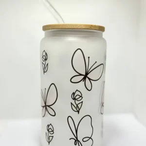 Gobelet en verre givré - Papillon