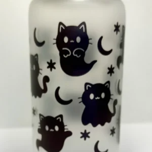 Gobelet en verre givré - Chats Fantômes